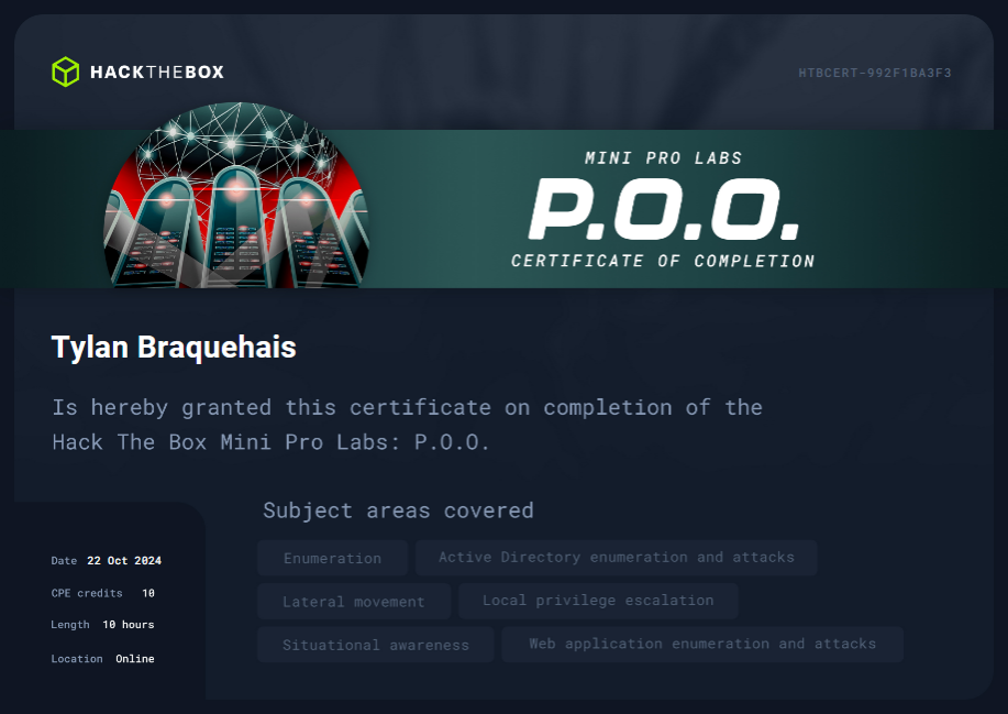 P.O.O certification
