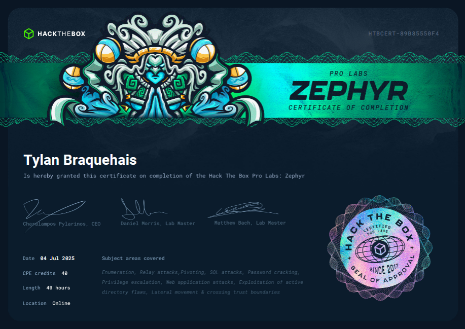 ZEPHYR certification